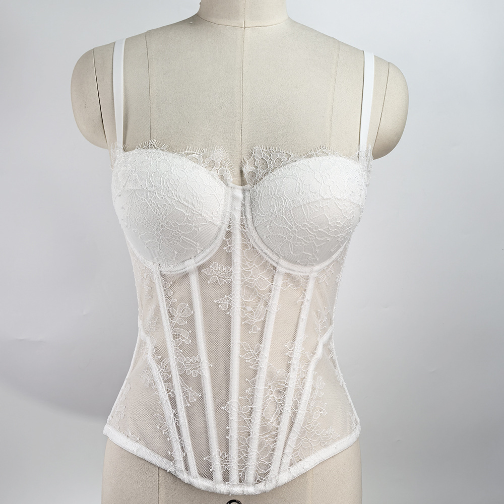 Womens Lace Corset Bustier Ladies Trendy Tightened Fishbone Bra Tops Vest